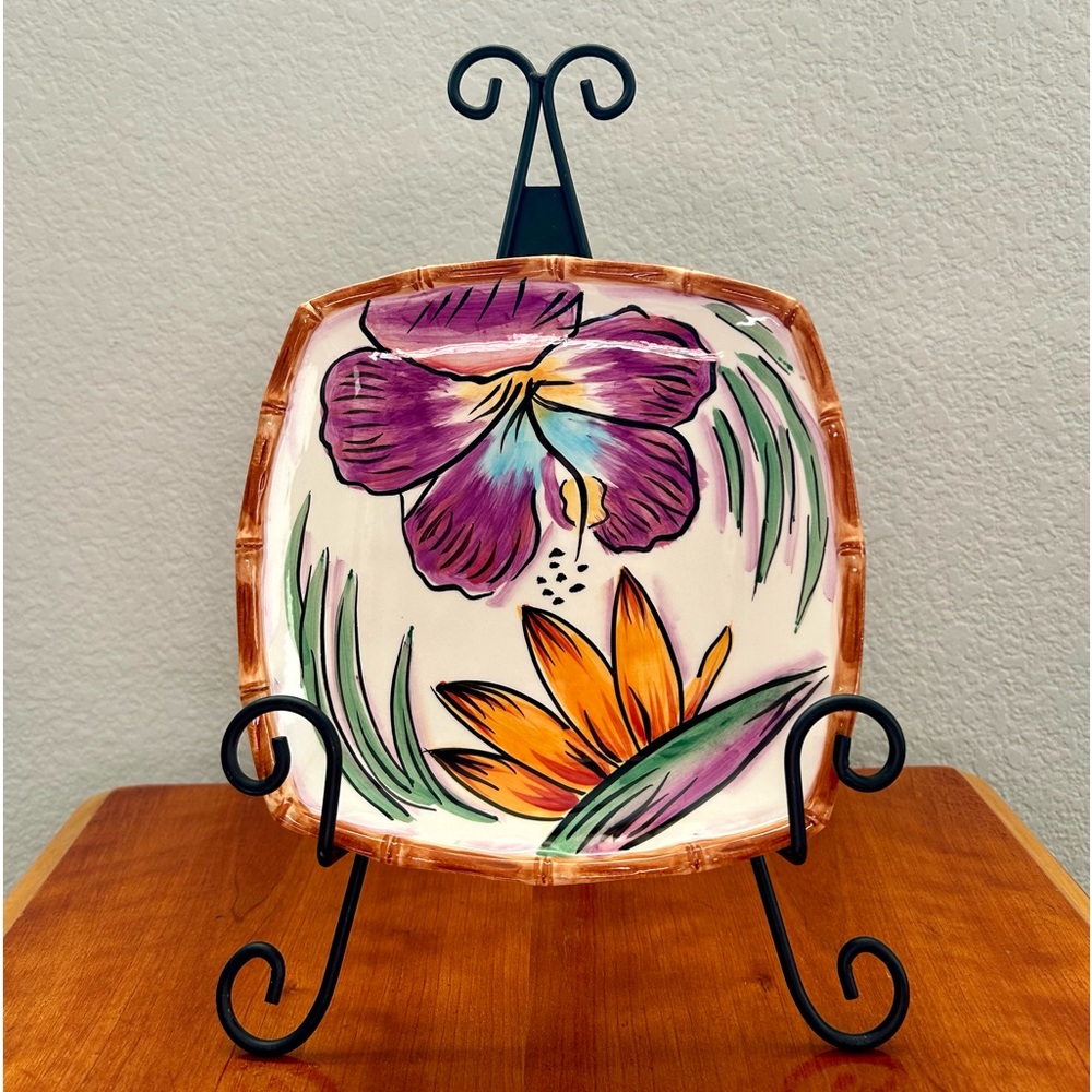 2003 CLAY ART HAND PAINTED  PARADISO PLATE STONELITE